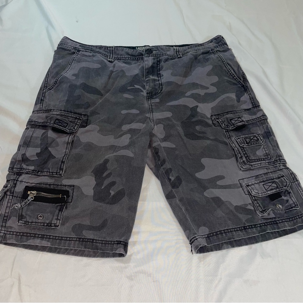 Lazer Utility Workwear Mens Grey Camo Cargo Shorts ML-001-S2005 Size 38